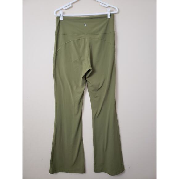 Lululemon Groove Womens Pants Size 12 Super-High-Rise Flared Nulu Bronze Green - Picture 5 of 7